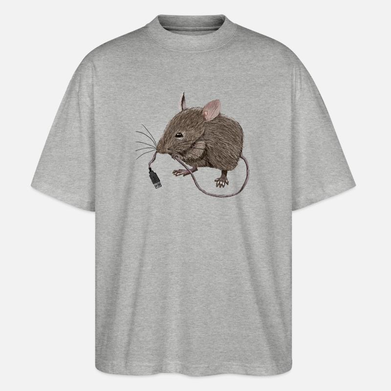 USB-Maus - Stanley/Stella Oversized Unisex Bio T-Shirt Blaster 2.0 - Grau meliert
