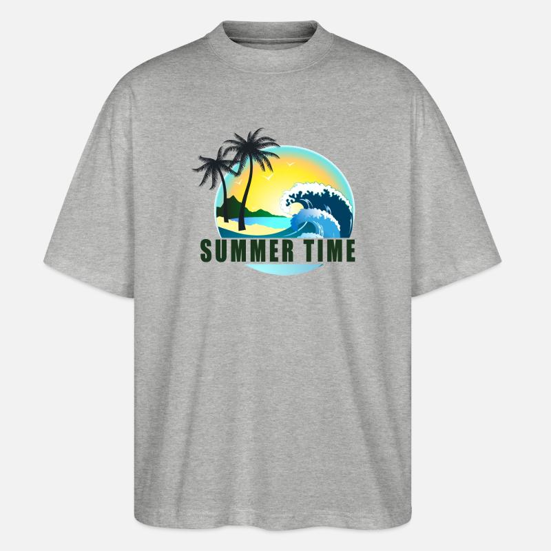 Sommerzeit Strandpanorama - Stanley/Stella Oversized Unisex Bio T-Shirt Blaster 2.0 - Grau meliert