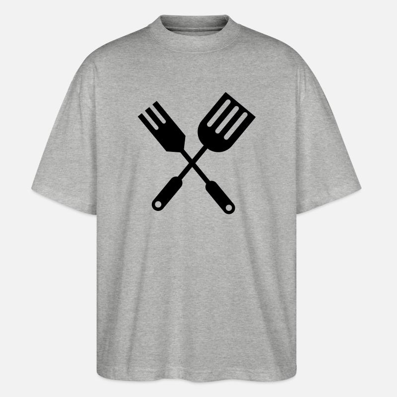 BBQ Küchenbesteck - Stanley/Stella Oversized Unisex Bio T-Shirt Blaster 2.0 - Grau meliert