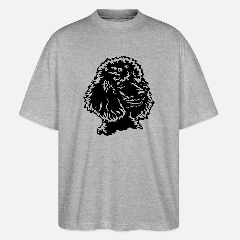 Pudel Kopf - Stanley/Stella Oversized Unisex Bio T-Shirt Blaster 2.0 - Grau meliert