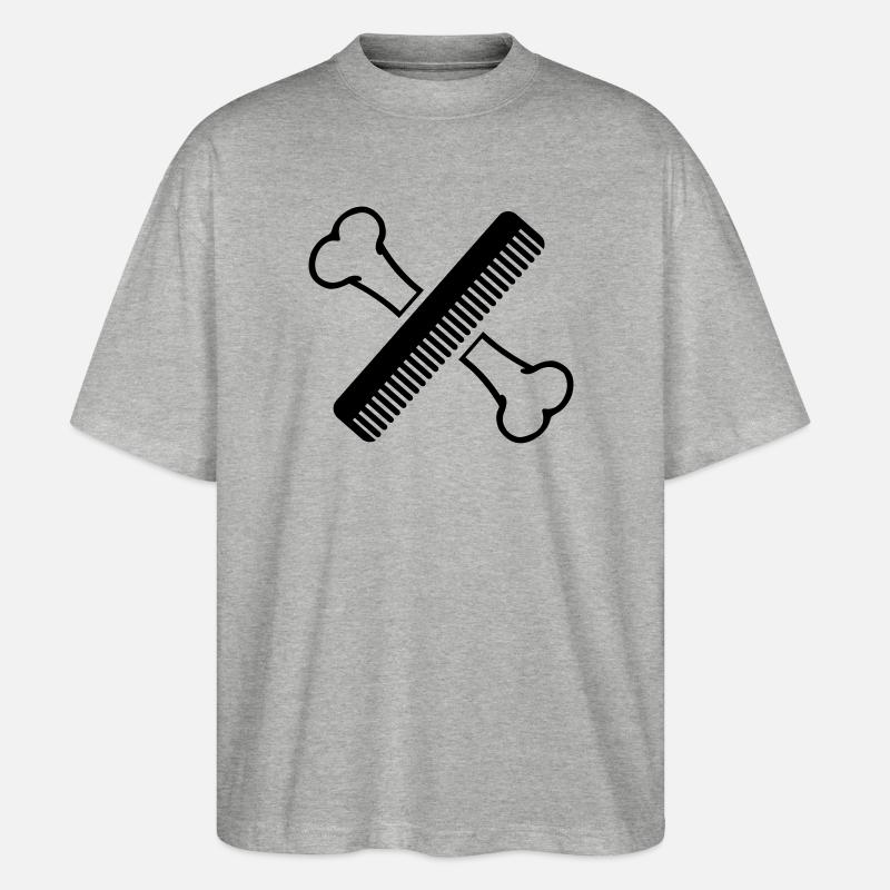 Knochen mit Kammpflegesalon - Stanley/Stella Oversized Unisex Bio T-Shirt Blaster 2.0 - Grau meliert