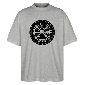 Compas Vegvisir Viking en bouclier Vikng - T-shirt bio Blaster 2.0 coupe oversize Stanley/Stella Unisexe - gris chiné - Devant - Alina (178cm) & Michal (187cm)