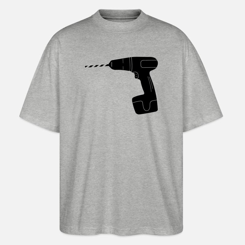 Logo de perceuse à outils - T-shirt bio Blaster 2.0 coupe oversize Stanley/Stella Unisexe - gris chiné