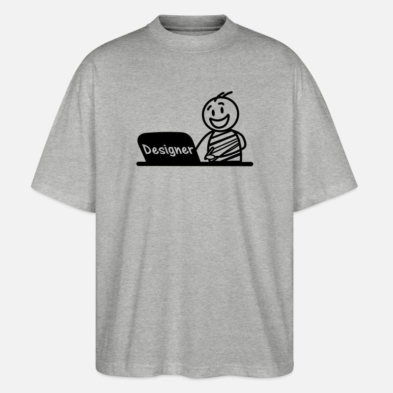 Laptop-Designer arbeiten - Stanley/Stella Oversized Unisex Bio T-Shirt Blaster 2.0 - Grau meliert