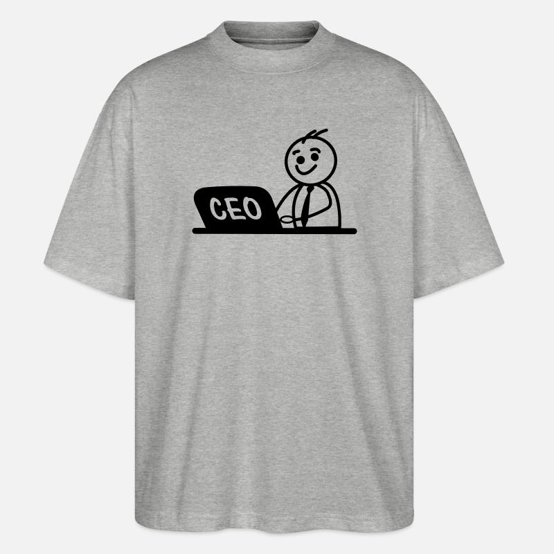 CEO von Arbeitslaptop - Stanley/Stella Oversized Unisex Bio T-Shirt Blaster 2.0 - Grau meliert