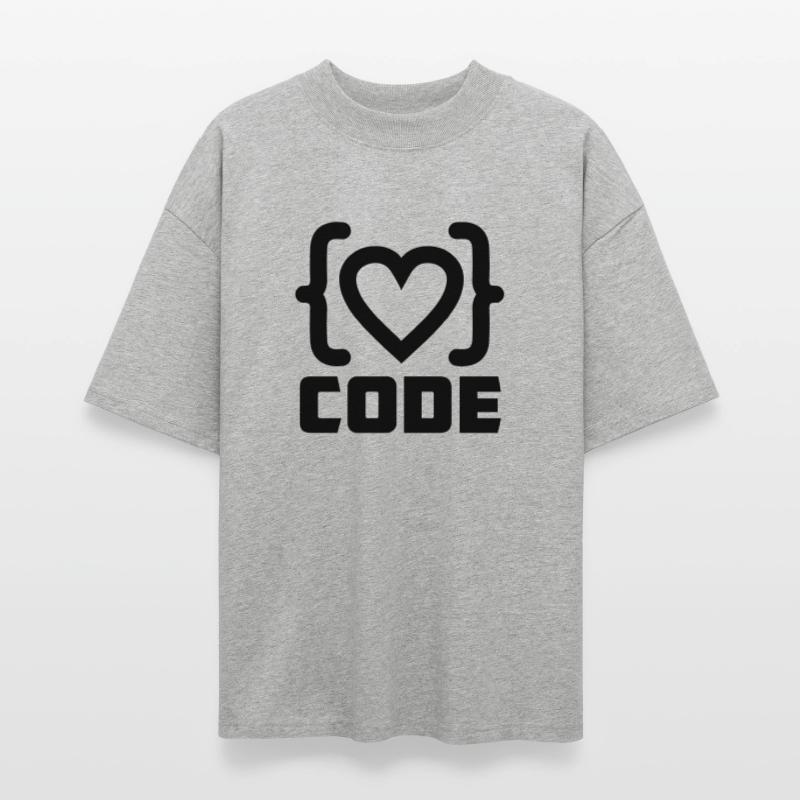 Logo de code de programmeur cardiaque avec texte CODE T-shirt bio Blaster 2.0 coupe oversize Stanley/Stella Unisexe