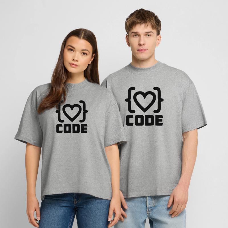 Logo de code de programmeur cardiaque avec texte CODE T-shirt bio Blaster 2.0 coupe oversize Stanley/Stella Unisexe