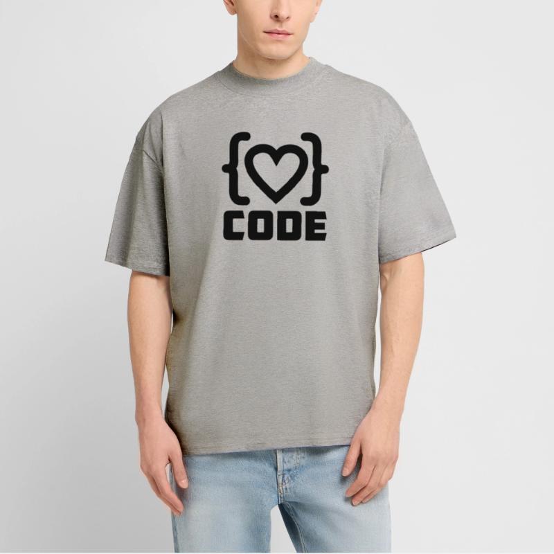 Logo de code de programmeur cardiaque avec texte CODE T-shirt bio Blaster 2.0 coupe oversize Stanley/Stella Unisexe