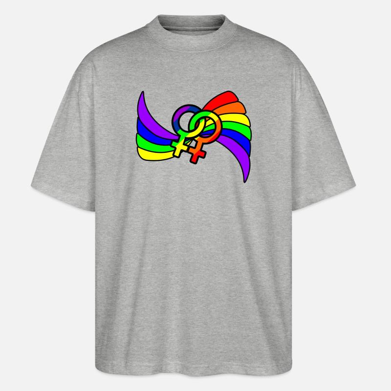 Regenbogen lesbies stolzes Logo - Stanley/Stella Oversized Unisex Bio T-Shirt Blaster 2.0 - Grau meliert