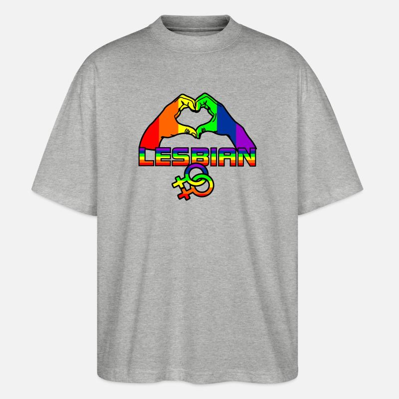 Regenbogen lesbies stolzes Logo 4 - Stanley/Stella Oversized Unisex Bio T-Shirt Blaster 2.0 - Grau meliert