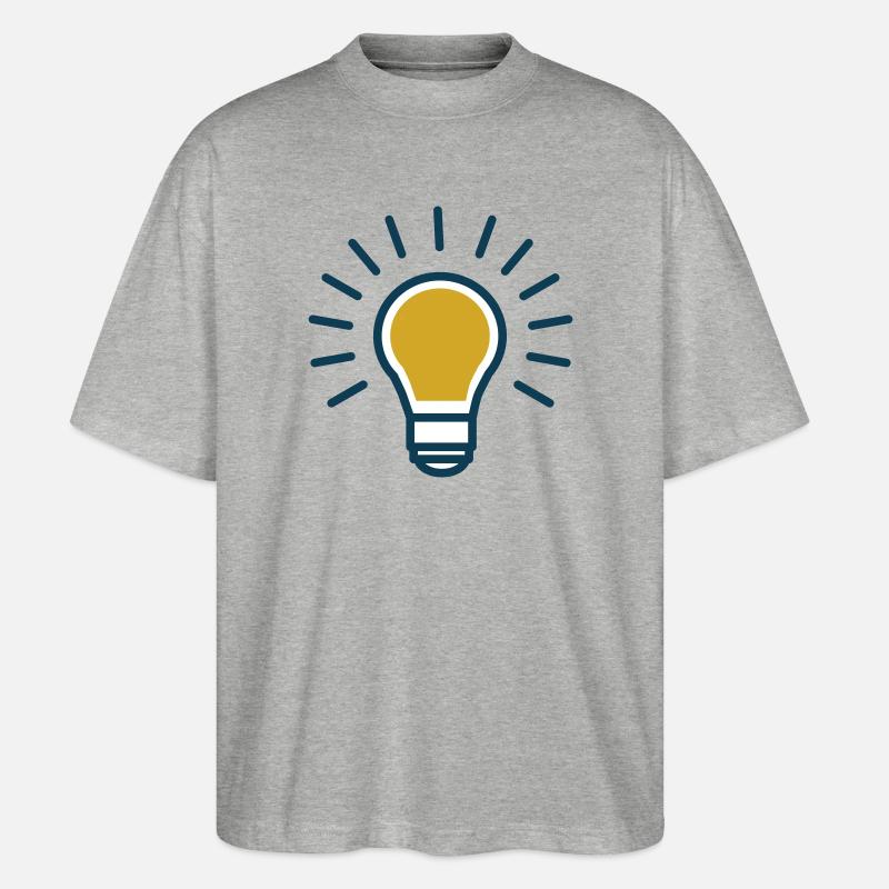 Idee Glühbirne (Vectorgraphic) - Stanley/Stella Oversized Unisex Bio T-Shirt Blaster 2.0 - Grau meliert