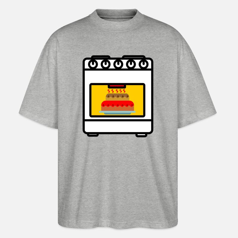 Backofen mit Kuchen - Stanley/Stella Oversized Unisex Bio T-Shirt Blaster 2.0 - Grau meliert