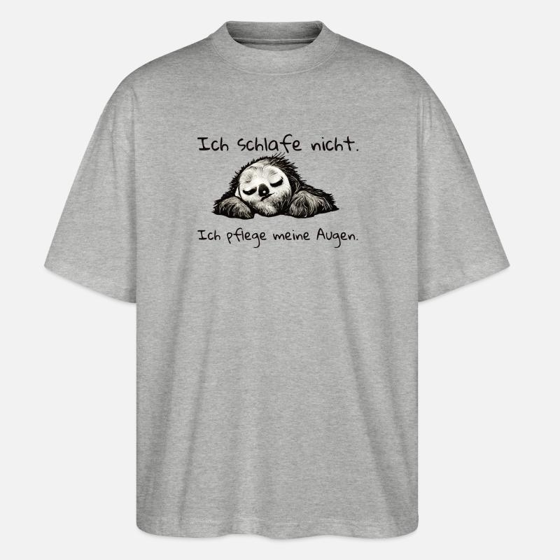 Faultier ich schlafe nicht - Stanley/Stella Oversized Unisex Bio T-Shirt Blaster 2.0 - Grau meliert