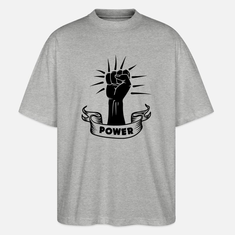 Power schwarze Faust - Stanley/Stella Oversized Unisex Bio T-Shirt Blaster 2.0 - Grau meliert