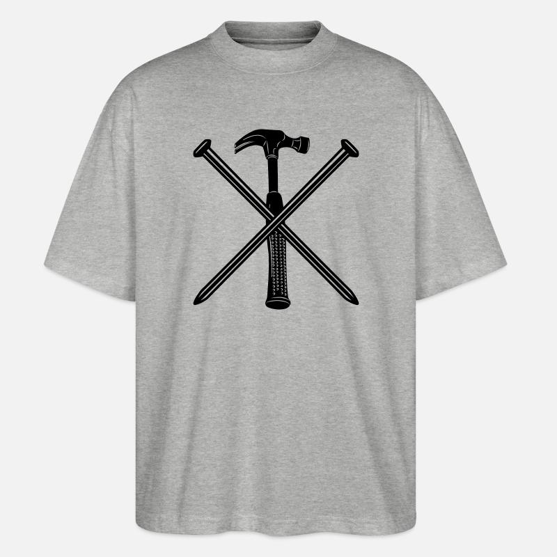 Hammer und Nägel - Stanley/Stella Oversized Unisex Bio T-Shirt Blaster 2.0 - Grau meliert