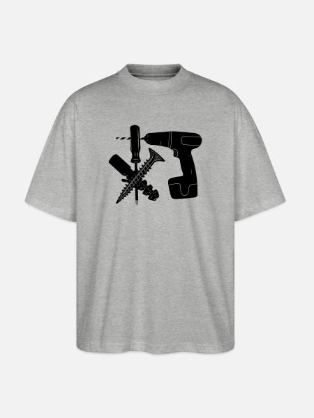 Screw and plug drill - Stanley/Stella Oversized Unisex Organic T-shirt Blaster 2.0 - heather grey