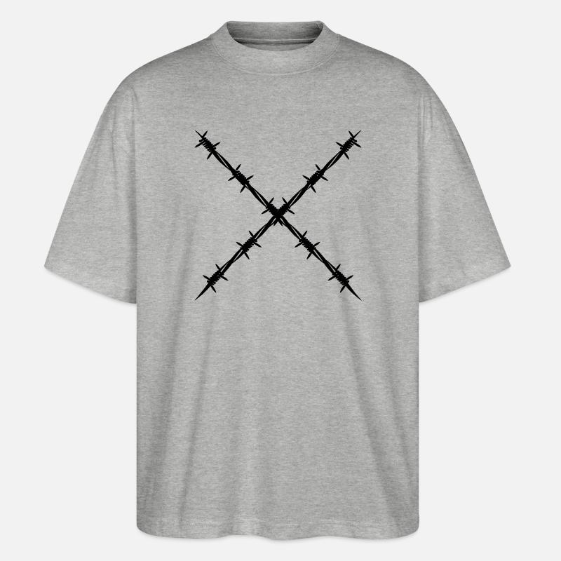 Stacheldraht gekreuzt - Stanley/Stella Oversized Unisex Bio T-Shirt Blaster 2.0 - Grau meliert