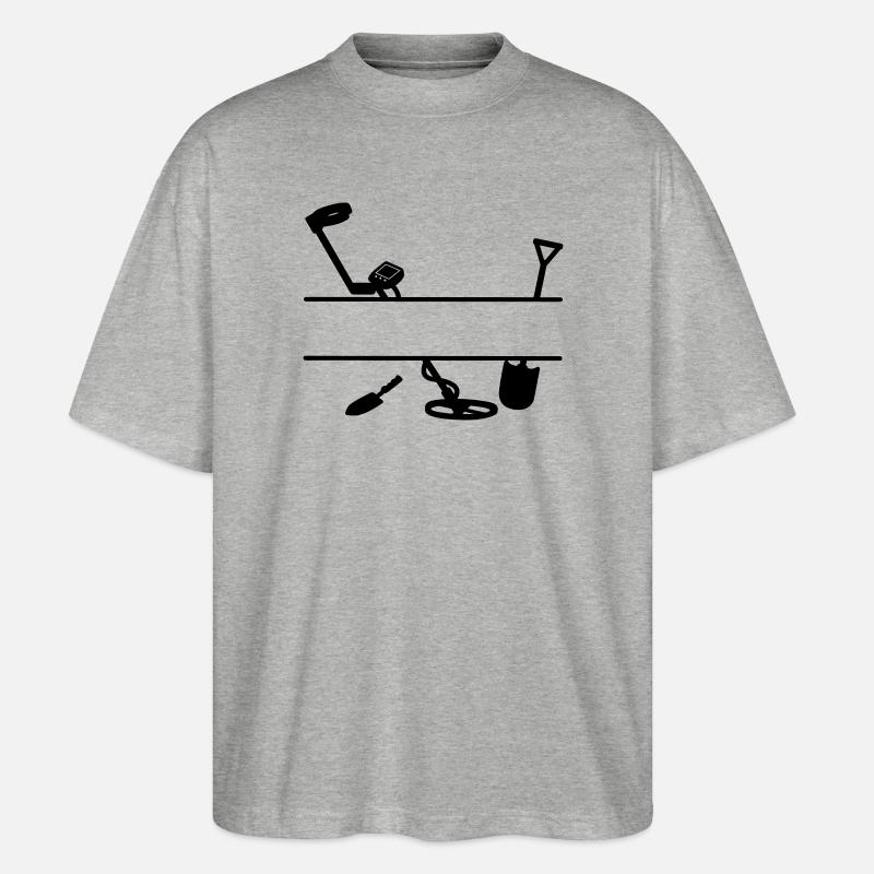 Metalldetektor-Logo - Stanley/Stella Oversized Unisex Bio T-Shirt Blaster 2.0 - Grau meliert
