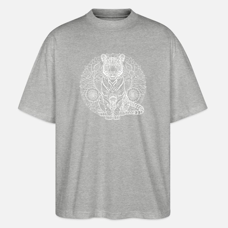 Tiger Mandala - Stanley/Stella Oversized Unisex Bio T-Shirt Blaster 2.0 - Grau meliert