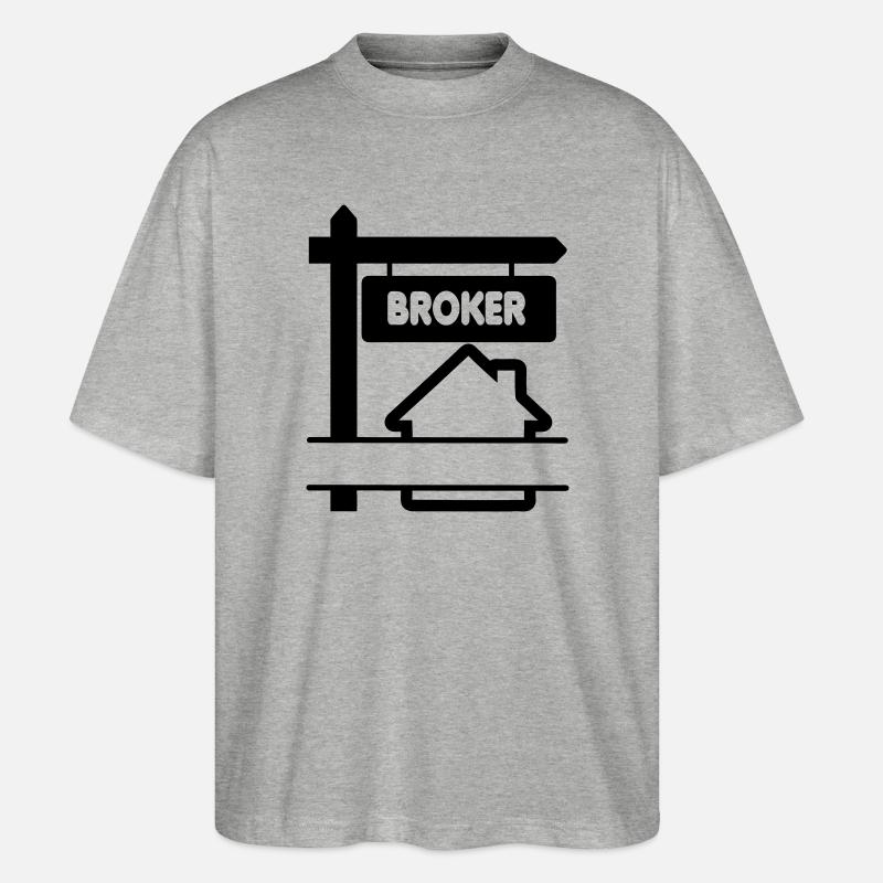 Logo Broker mit Text BROKER - Stanley/Stella Oversized Unisex Bio T-Shirt Blaster 2.0 - Grau meliert