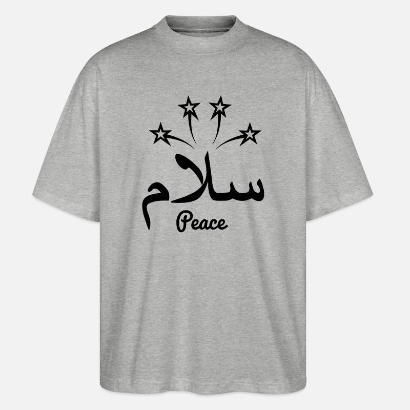 Arabischer Frieden mit Sternen - Stanley/Stella Oversized Unisex Bio T-Shirt Blaster 2.0 - Grau meliert