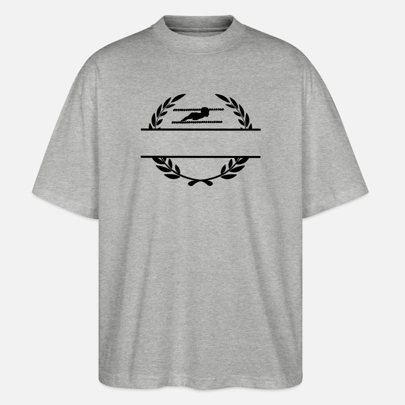 Schwimmer im Lorbeerkranz-Monogramm - Stanley/Stella Oversized Unisex Bio T-Shirt Blaster 2.0 - Grau meliert