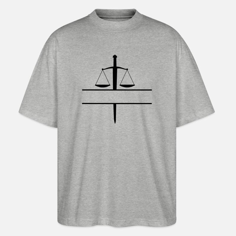 Monogramme de l’épée de justice - T-shirt bio Blaster 2.0 coupe oversize Stanley/Stella Unisexe - gris chiné