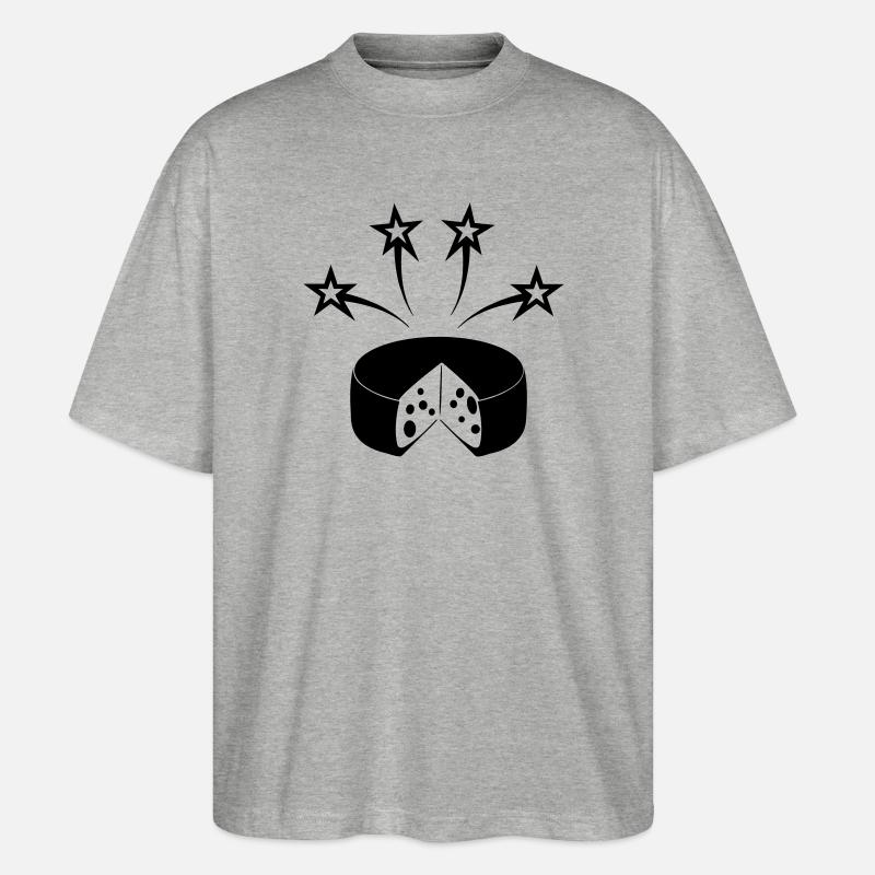 Käse mit vier Sternen - Stanley/Stella Oversized Unisex Bio T-Shirt Blaster 2.0 - Grau meliert