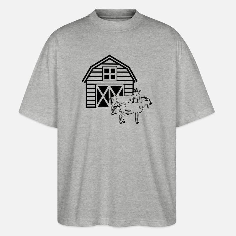 Élevage caprin deux chèvres - T-shirt bio Blaster 2.0 coupe oversize Stanley/Stella Unisexe - gris chiné
