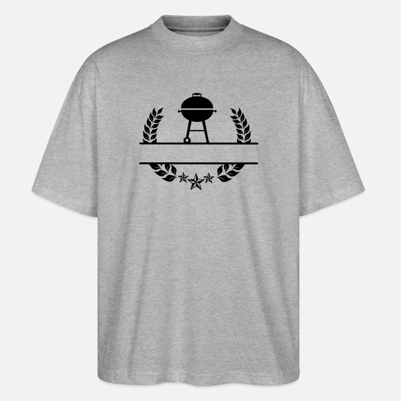 BBQ Monogramm Lorbeerkranz - Stanley/Stella Oversized Unisex Bio T-Shirt Blaster 2.0 - Grau meliert