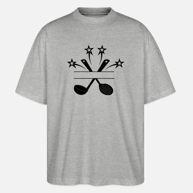 Schaumlöffel und Suppenlöffel 4 Sterne - Stanley/Stella Oversized Unisex Bio T-Shirt Blaster 2.0 - Grau meliert