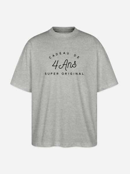 Cadeau 4 ans - T-shirt bio Blaster 2.0 coupe oversize Stanley/Stella Unisexe - gris chiné