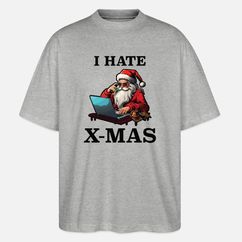 Tech-Weihnachtsmann hasst Weihnachten - Stanley/Stella Oversized Unisex Bio T-Shirt Blaster 2.0 - Grau meliert
