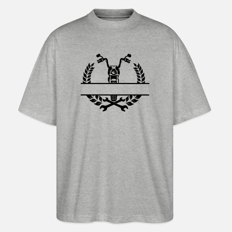 Motorradmechaniker- oder Werkstattlogo - Stanley/Stella Oversized Unisex Bio T-Shirt Blaster 2.0 - Grau meliert