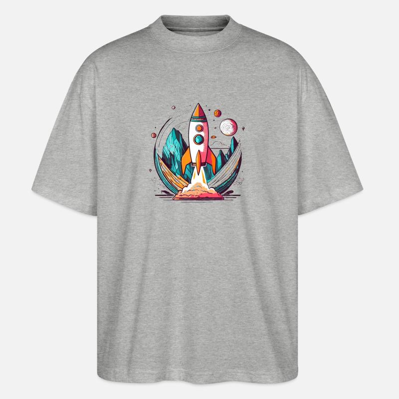 Fusée au design élégant recadrée - T-shirt bio Blaster 2.0 coupe oversize Stanley/Stella Unisexe - gris chiné