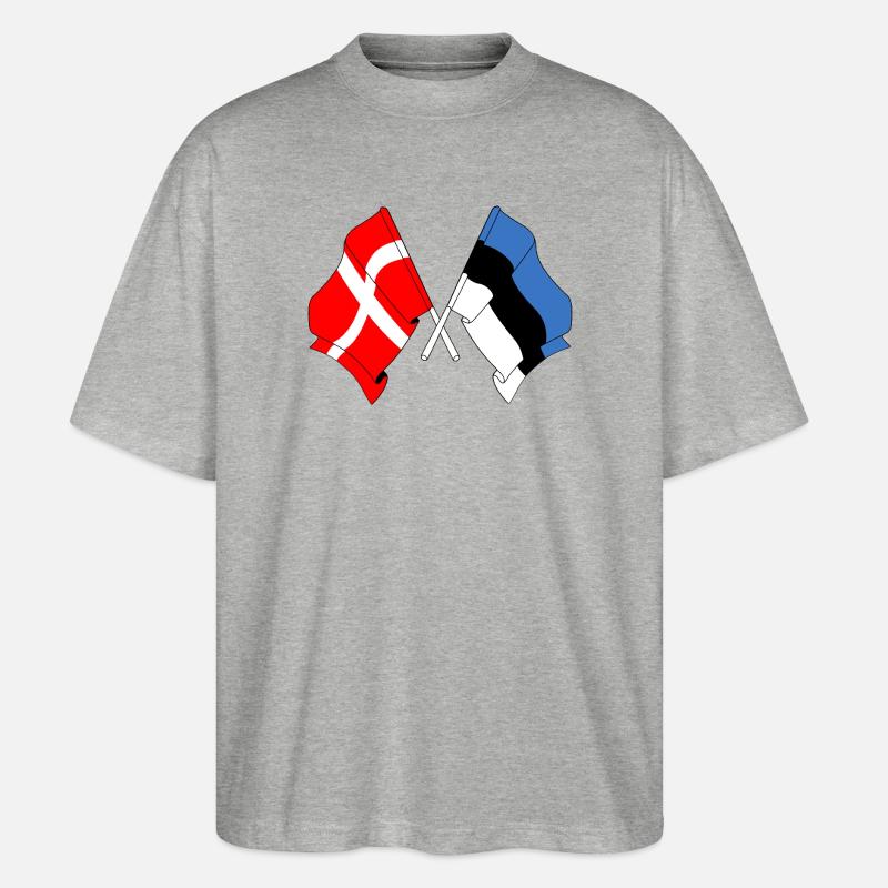 Drapeau Danemark drapeau Estonie - T-shirt bio Blaster 2.0 coupe oversize Stanley/Stella Unisexe - gris chiné