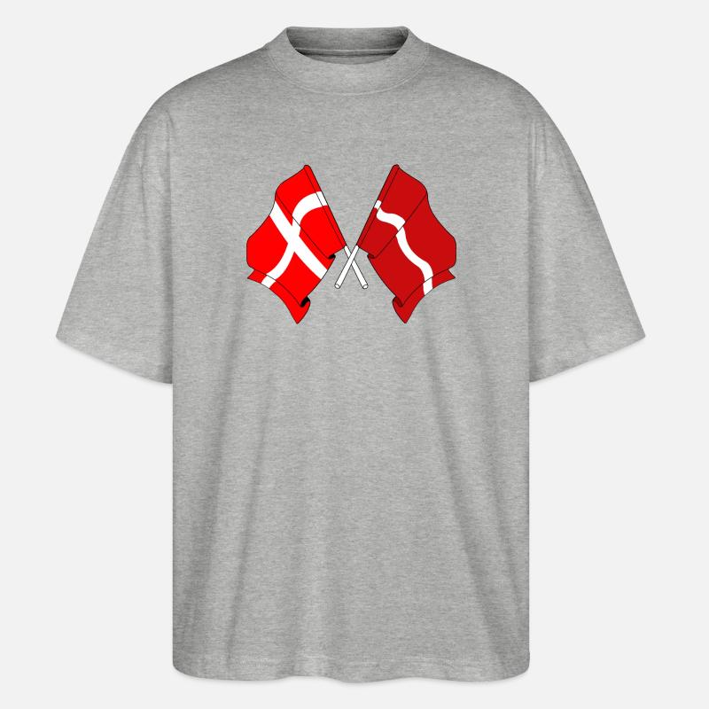 Drapeau Danemark, drapeau Lettonie - T-shirt bio Blaster 2.0 coupe oversize Stanley/Stella Unisexe - gris chiné