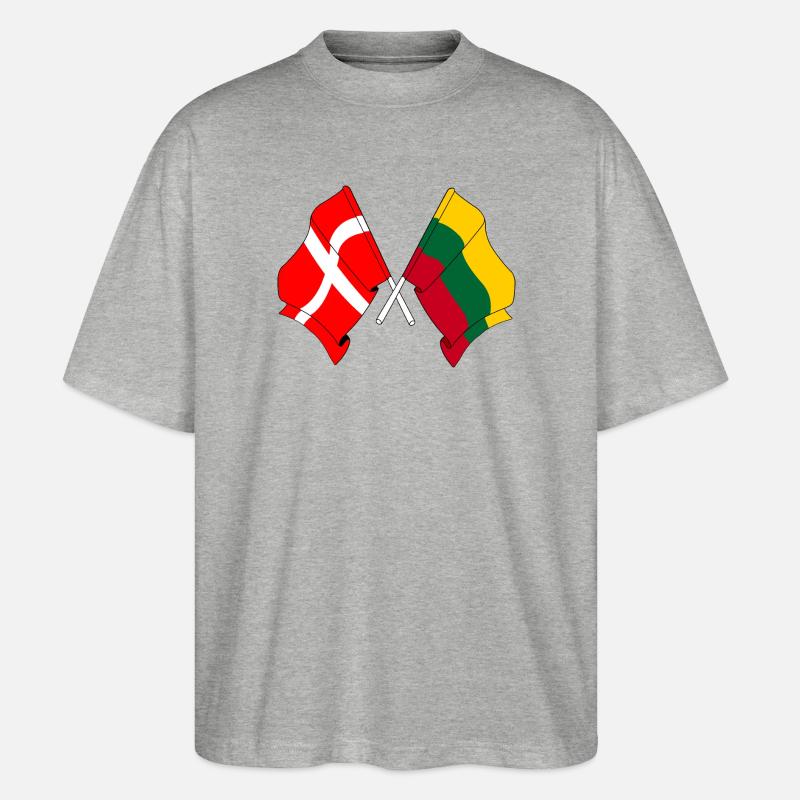 Drapeau Danemark, drapeau Lituanie - T-shirt bio Blaster 2.0 coupe oversize Stanley/Stella Unisexe - gris chiné