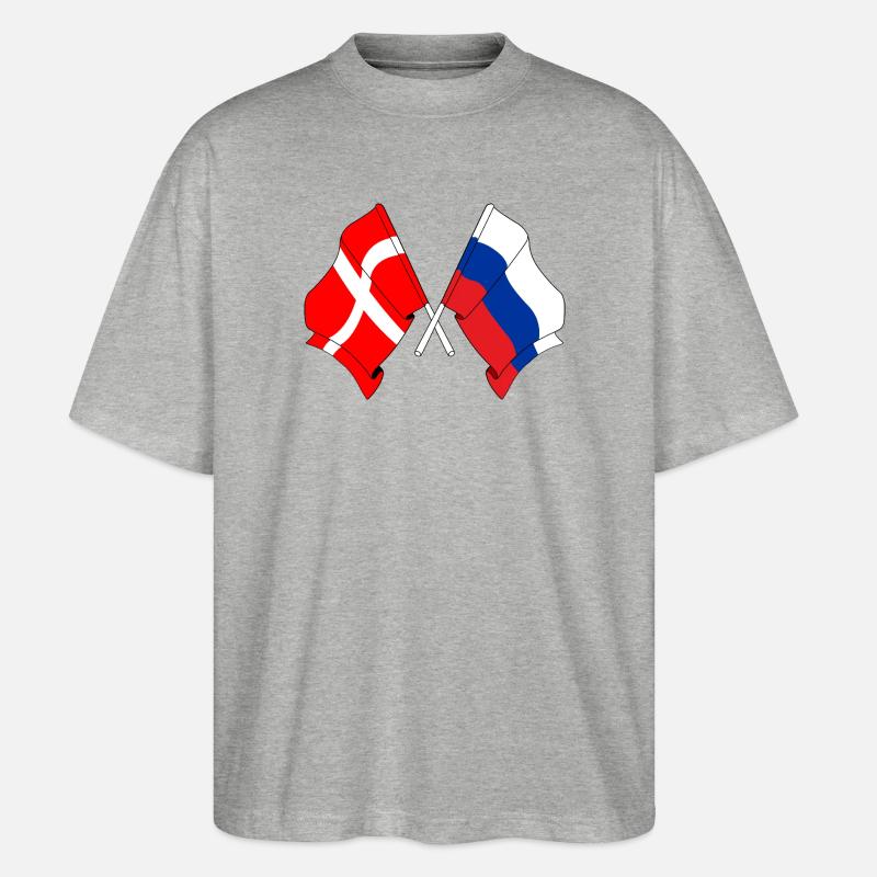 Drapeau Danemark, drapeau Russie - T-shirt bio Blaster 2.0 coupe oversize Stanley/Stella Unisexe - gris chiné