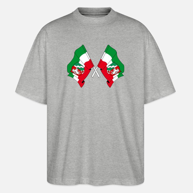 Deux drapeaux de Rhénanie-du-Nord-Westphalie - T-shirt bio Blaster 2.0 coupe oversize Stanley/Stella Unisexe - gris chiné