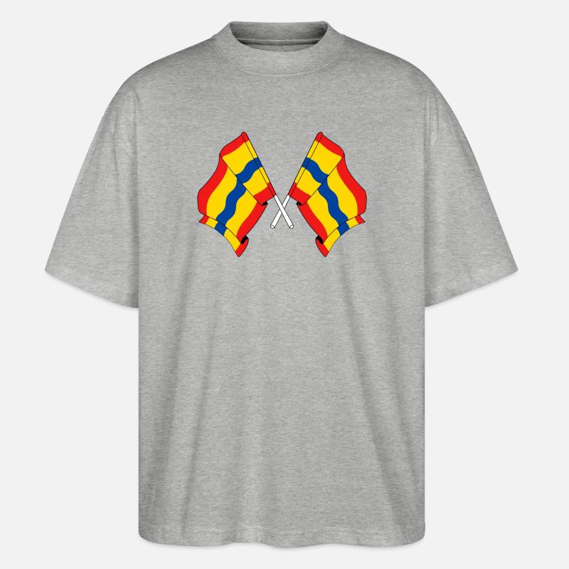 Deux drapeaux de la province d'Overijssel - T-shirt bio Blaster 2.0 coupe oversize Stanley/Stella Unisexe - gris chiné