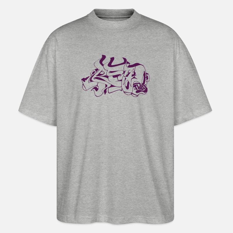 Abstraktes Graffiti-Design - Stanley/Stella Oversized Unisex Bio T-Shirt Blaster 2.0 - Grau meliert