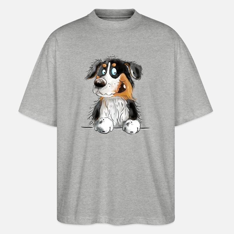 Funny Australian Shepherd Black Tri - Stanley/Stella Oversized Unisex Bio T-Shirt Blaster 2.0 - Grau meliert