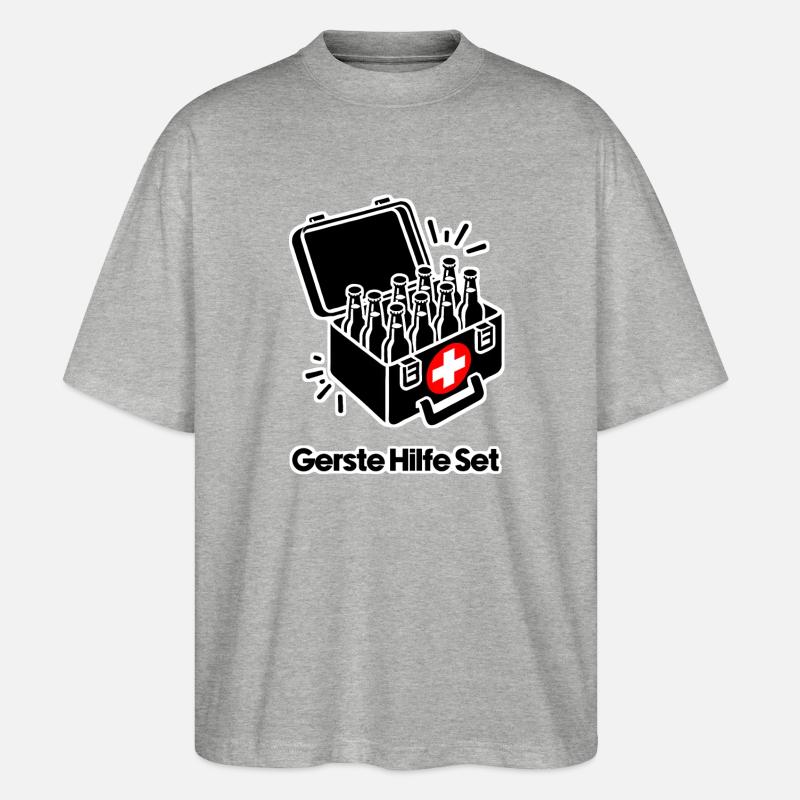 Gerste Hilfe Kasten - Stanley/Stella Oversized Unisex Bio T-Shirt Blaster 2.0 - Grau meliert