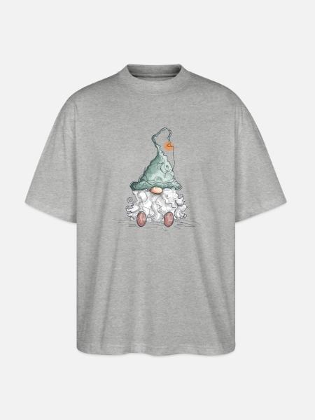 Gnome Dwarf Christmas Gnome Holidays - Stanley/Stella Oversized Unisex Organic T-shirt Blaster 2.0 - heather grey
