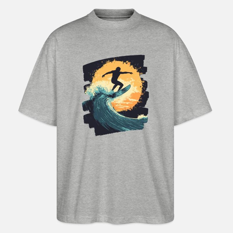 Surfeur Surf Planche de surf Surf - T-shirt bio Blaster 2.0 coupe oversize Stanley/Stella Unisexe - gris chiné