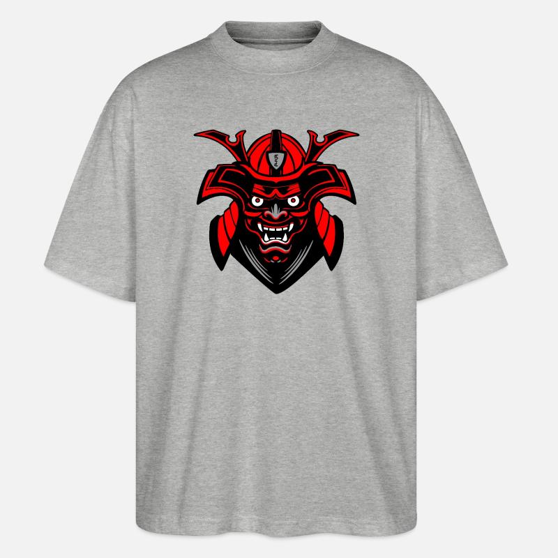 Masque Menpō – Rouge Noir Style Samouraï - T-shirt bio Blaster 2.0 coupe oversize Stanley/Stella Unisexe - gris chiné