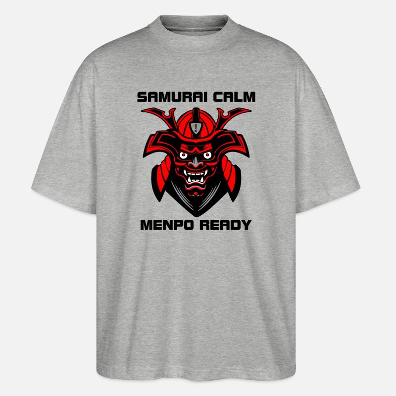 Calm as a Samurai – Menpo Ready - Stanley/Stella Oversized Unisex Organic T-shirt Blaster 2.0 - heather grey