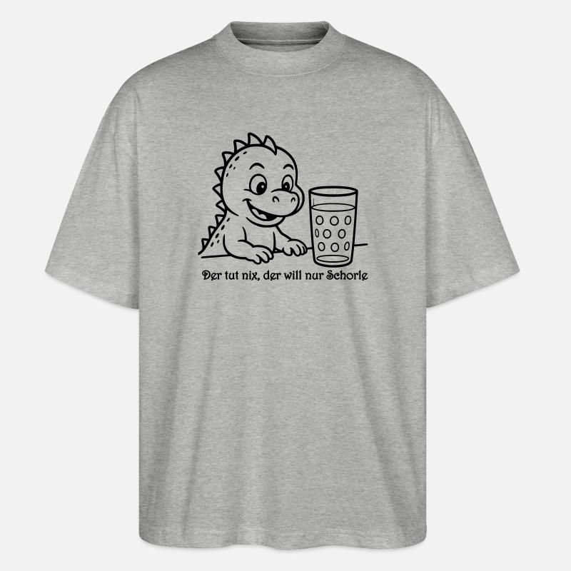 Babydrachen mit Dubbeglas2 - Stanley/Stella Oversized Unisex Bio T-Shirt Blaster 2.0 - Grau meliert