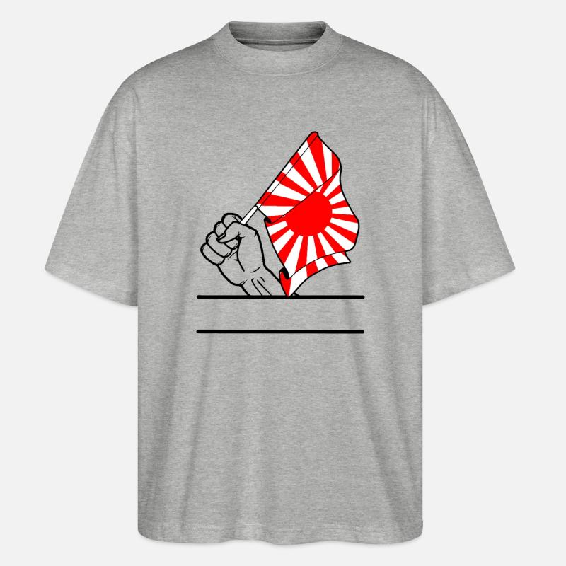 Faust mit aufgehender Sonne Flagge 2 - Stanley/Stella Oversized Unisex Bio T-Shirt Blaster 2.0 - Grau meliert